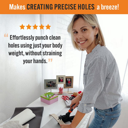 Desktop Leather Belt Hole Puncher Tool - Easier to Use Tabletop Design for Watch Band, Handbag Strap. Heavy Duty Carbon Steel, Precision 6 Sizes Hole Punch for Fabric, Crafts, Easy DIY