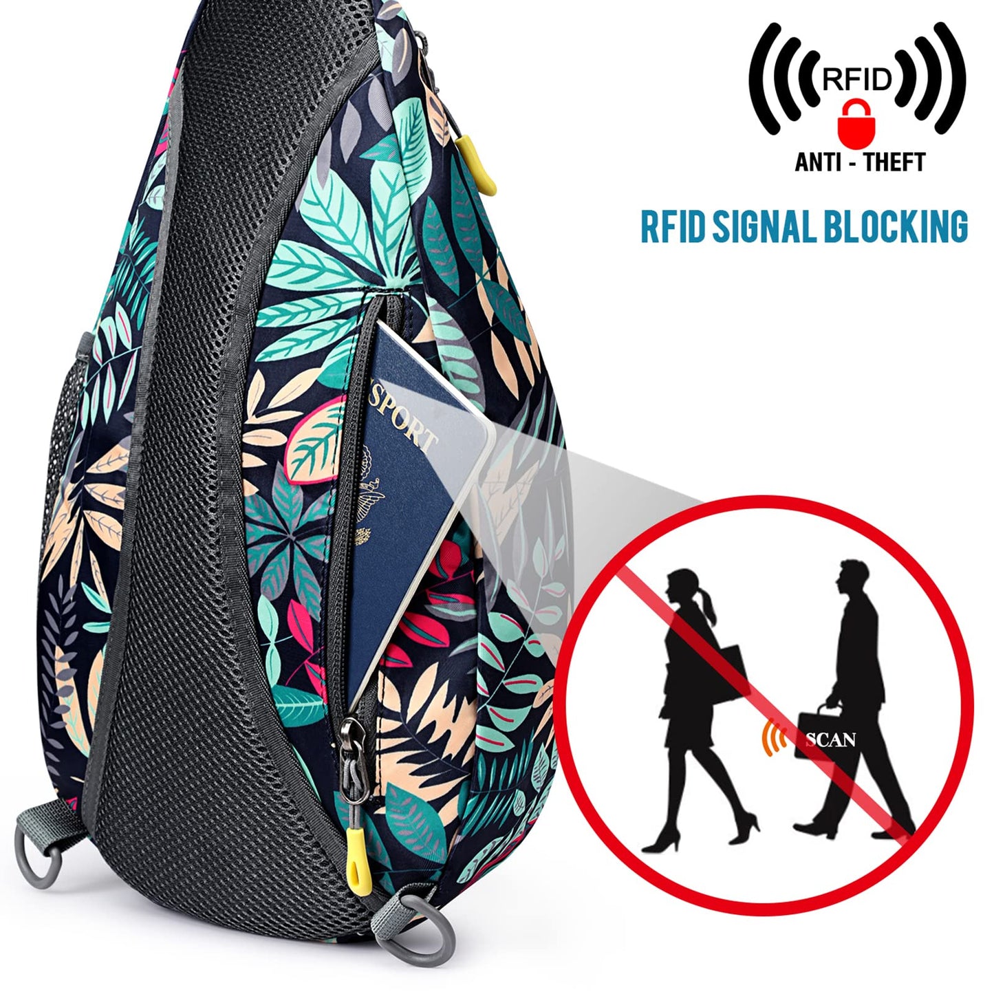 G4Free RFID Sling Bag Crossbody Backpack Casual Chest Shoulder Daypack Gym Bag for Hiking Travel 7L