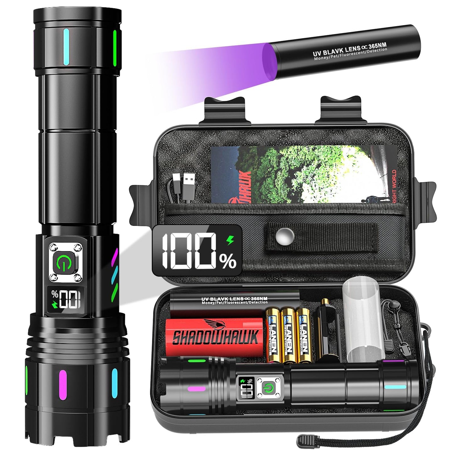 Flashlight 2000 High Lumens Rechargeable - 30W Super Bright LED Flash Light with LCD Display | 3937ft Beam & 12H Long Lasting USB C Powerful Handheld Flashlight for Home, Camping, Hiking, Emergency