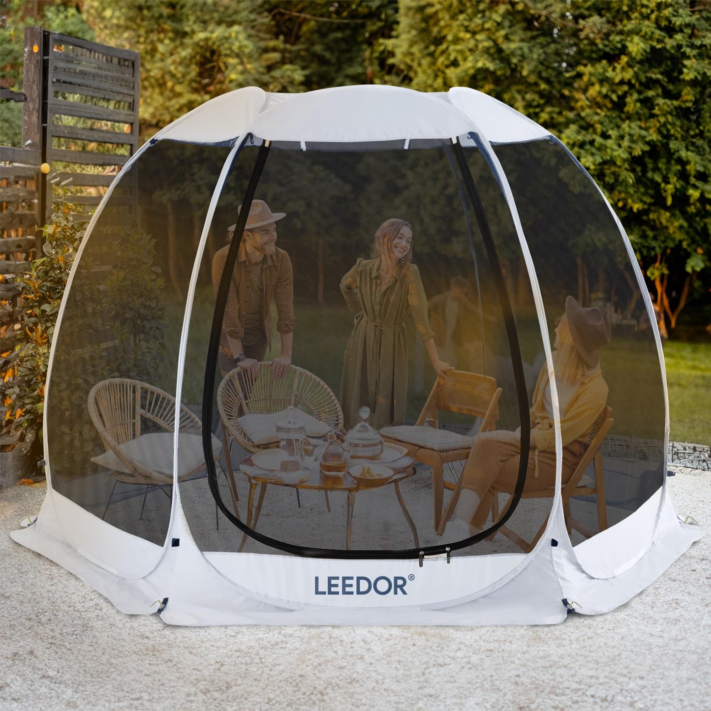 LEEDOR Pop Up Screen House, 4-6 Person Outdoor Screen Tent，Camping Screen Room with Carry Bag, Screen Gazebo with Mosquito Netting, Instant UV Resistant Sun Shelter for Garden, Patio, Backyard 10'x10'