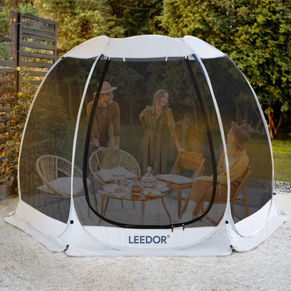 LEEDOR Pop Up Screen House, 4-6 Person Outdoor Screen Tent，Camping Screen Room with Carry Bag, Screen Gazebo with Mosquito Netting, Instant UV Resistant Sun Shelter for Garden, Patio, Backyard 10'x10'