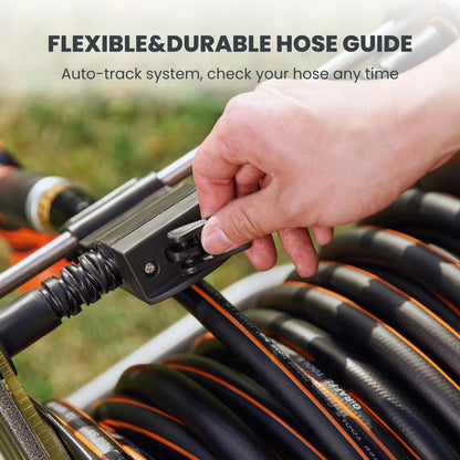 Giraffe Tools Garden Hose Reel Cart with Wheels, Heavy Duty Metal Water Hose Reel Cart, 200 ft of 1/2 Capacity, Mobile Hose Reel Cart for Outside