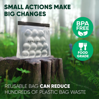 BERLINZO Large Reusable Ice Storage Bag - Freezer Safe Leak Proof Silicone and Plastic-Free Lunch Bag for Ice and Food Storage - BPA-Free XL Size