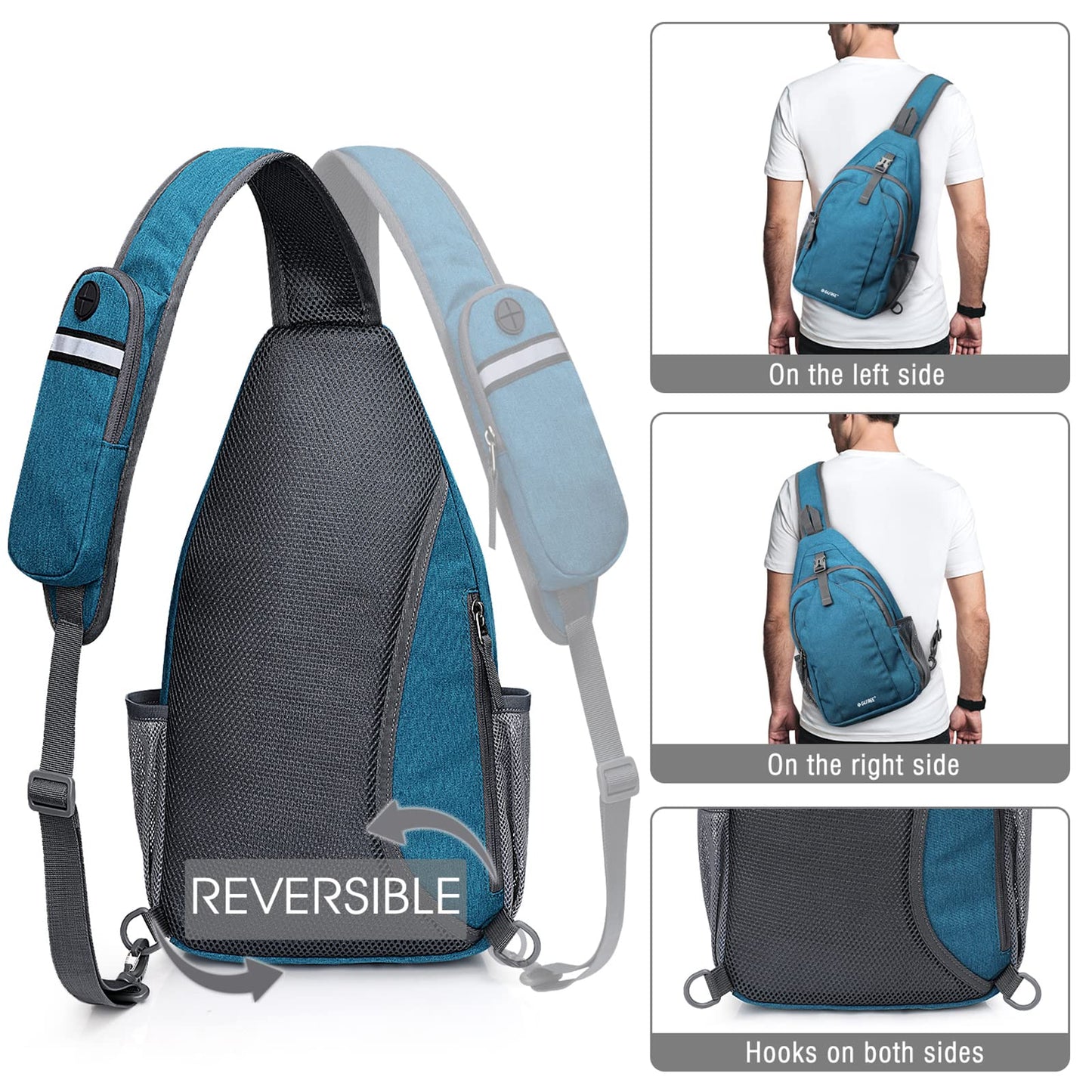 G4Free Sling Bag RFID Blocking Sling Backpack Crossbody Chest Bag Daypack for Hiking Travel