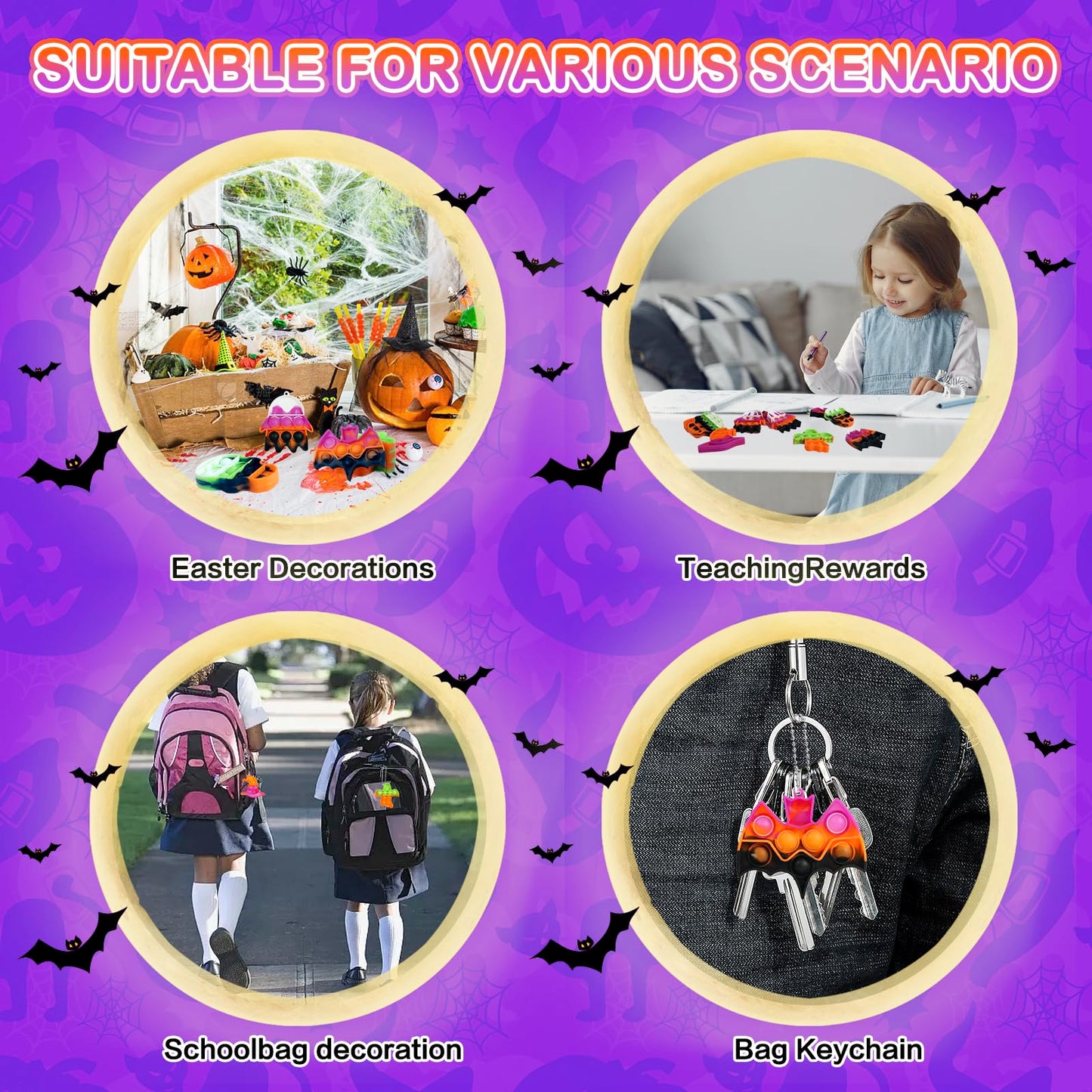 JDSTY 24 Pack Halloween Mini Fidget Sensory Pop Toys for Kids Boys Girls Halloween Party Favors Halloween Treat Bags Gifts