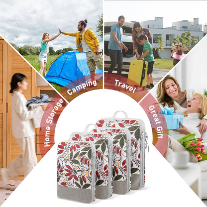 Compression Packing Cubes for Travel 4 Set Luggage Packing Organizer Bag Compressible Expandable Organizer Cubes For Carry On Luggage Suitcase Travel Essentials Accessories for Women Men