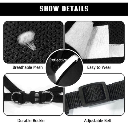 FEimaX Dog Harness and Leash Set for Walking, Soft Mesh Adjustable Easy Control Lightweight Cat Vest Harnesses with Reflective Strips, Escape Proof Small Dogs Cats Vests (Black, X-Small)