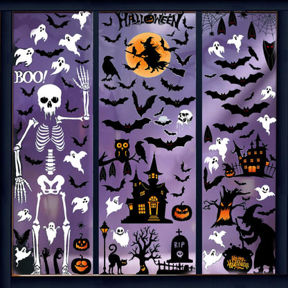 Halloween Window Clings - 8Sheet Halloween Decor Indoor Decals for Party Decoration,Giant Spooky Monster Silhouette Decal Scary Window Clings for Glass Windows
