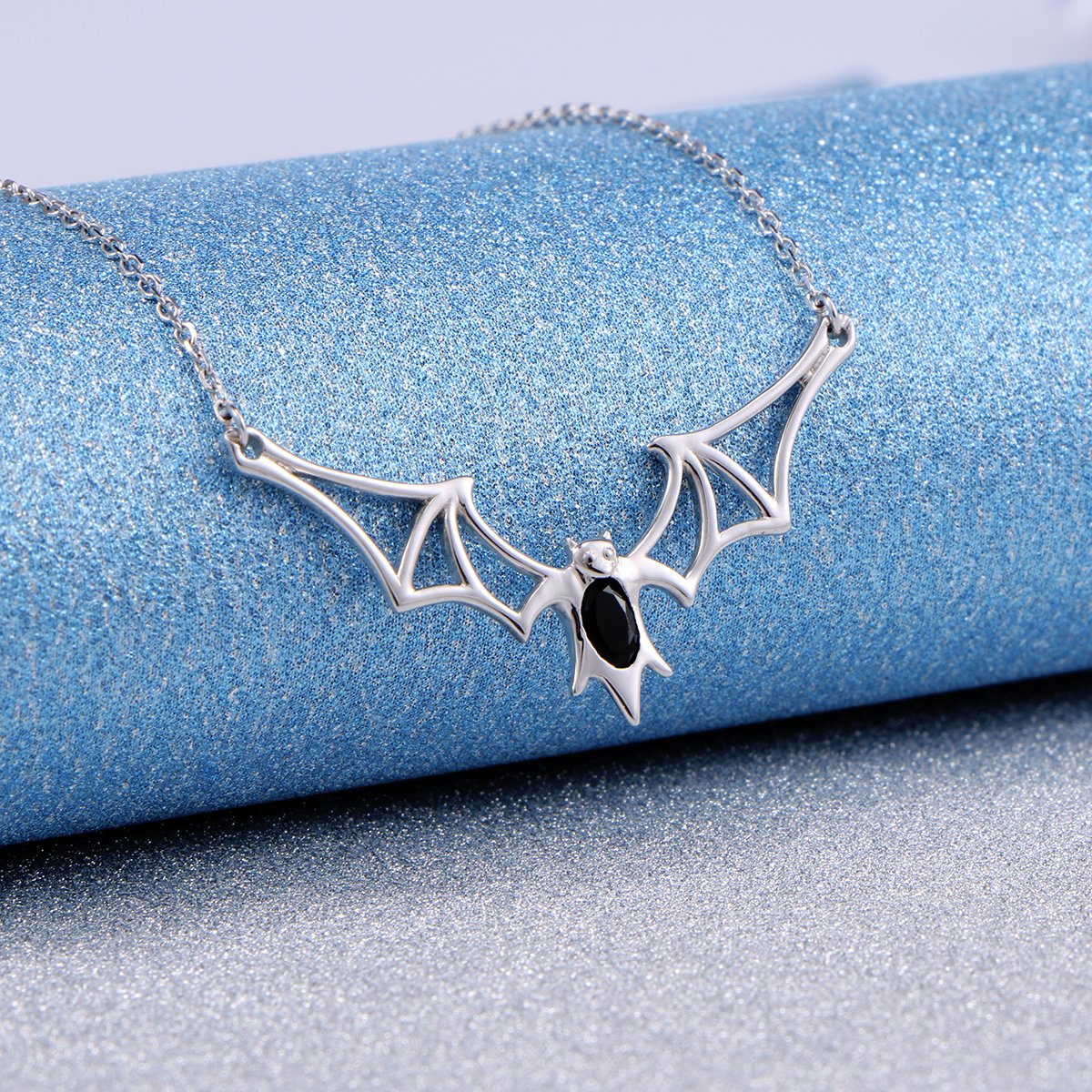 DAOCHONG 925 Sterling Silver Gothic Vampire Bat Pendant Necklace Jewelry for Women