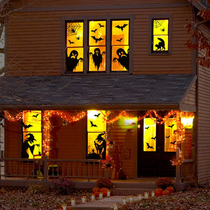 Large Halloween Window Clings Decorations - Silhouette Decorations With Scary Witch Stickers for Windows