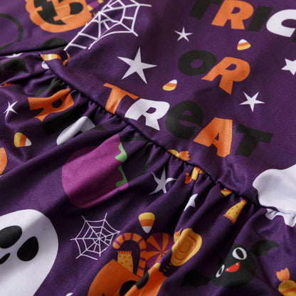 DALITA BOUTIQUE Halloween Kids Toddler Baby Girls Spider Ghost Print Dresses Long Sleeve 4-5T