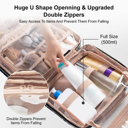 Everfun Hanging Travel Toiletry Bag for Women Traveling With Leakproof Compartment Makeup Cosmetic Organizer Dopp Kit Travel Accessories Essentials Must Have