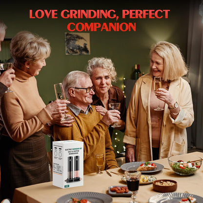 Electric Salt and Pepper Grinder Set Automatic Battery Pepper Mill Shakers Adjustable Coarseness Easy Filling Upgraded Larger Capacity with Led Kitchen Appliances (2 Pack Black/Black）