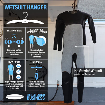 Ho Stevie! Wetsuit Hanger - Wet Suit Dries Faster, No Shoulder Stretching - Vented Shoulder Support Hanger for All Wetsuits