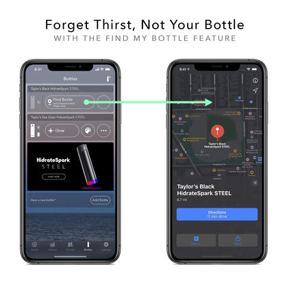 Hidrate Spark PRO Smart Water Bottle 21oz Brushed Steel | Tracks Water Intake, Bluetooth, LED Glow Reminder, When You Need to Drink, Chug Lid