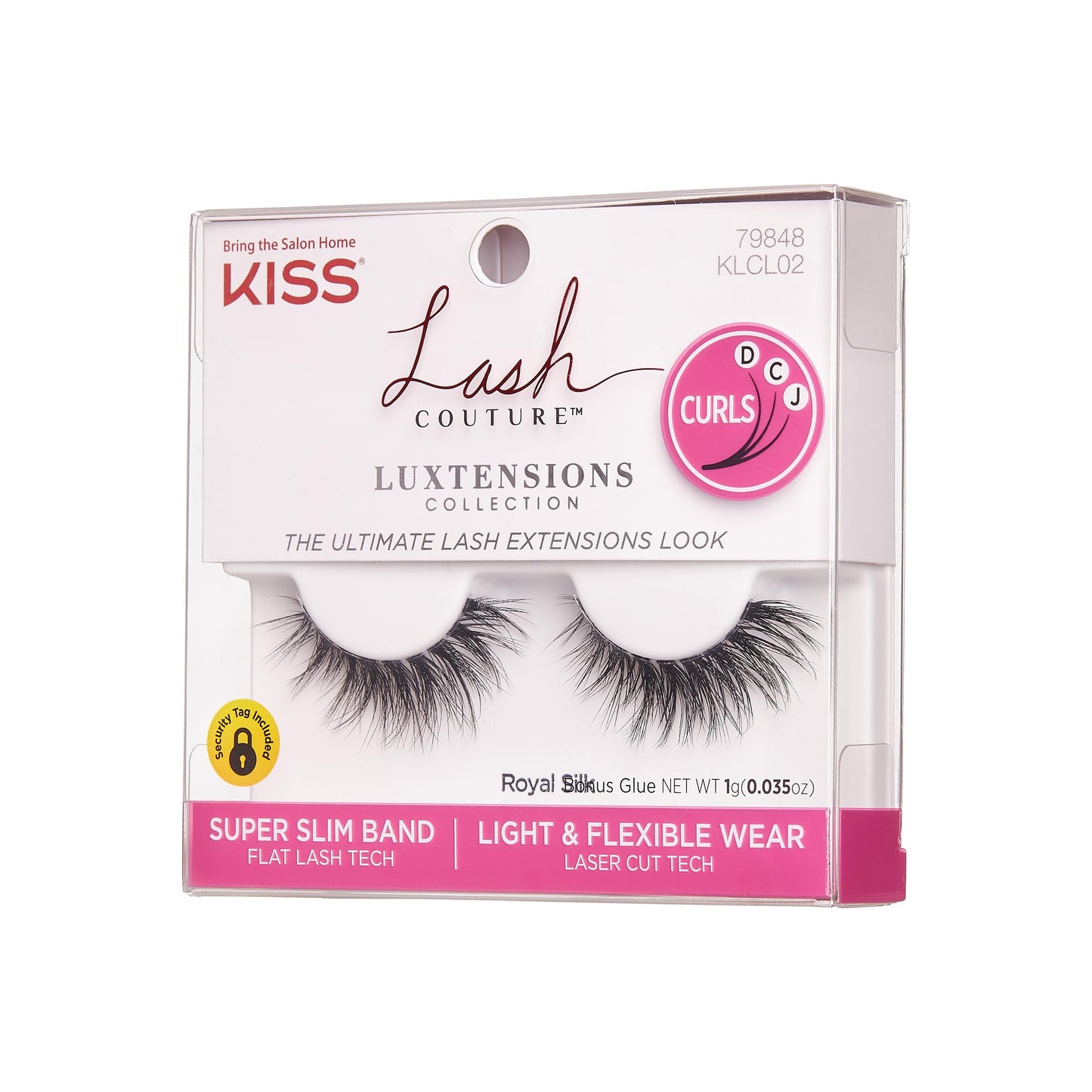KISS Lash Couture LuXtensions Collection False Eyelashes, Flat Technology, Super Slim Band, Real Extension Fibers, Reusable, Contact Lens Friendly Strip Lashes, Style Royal Silk, 1 Pair (Pack of 2)