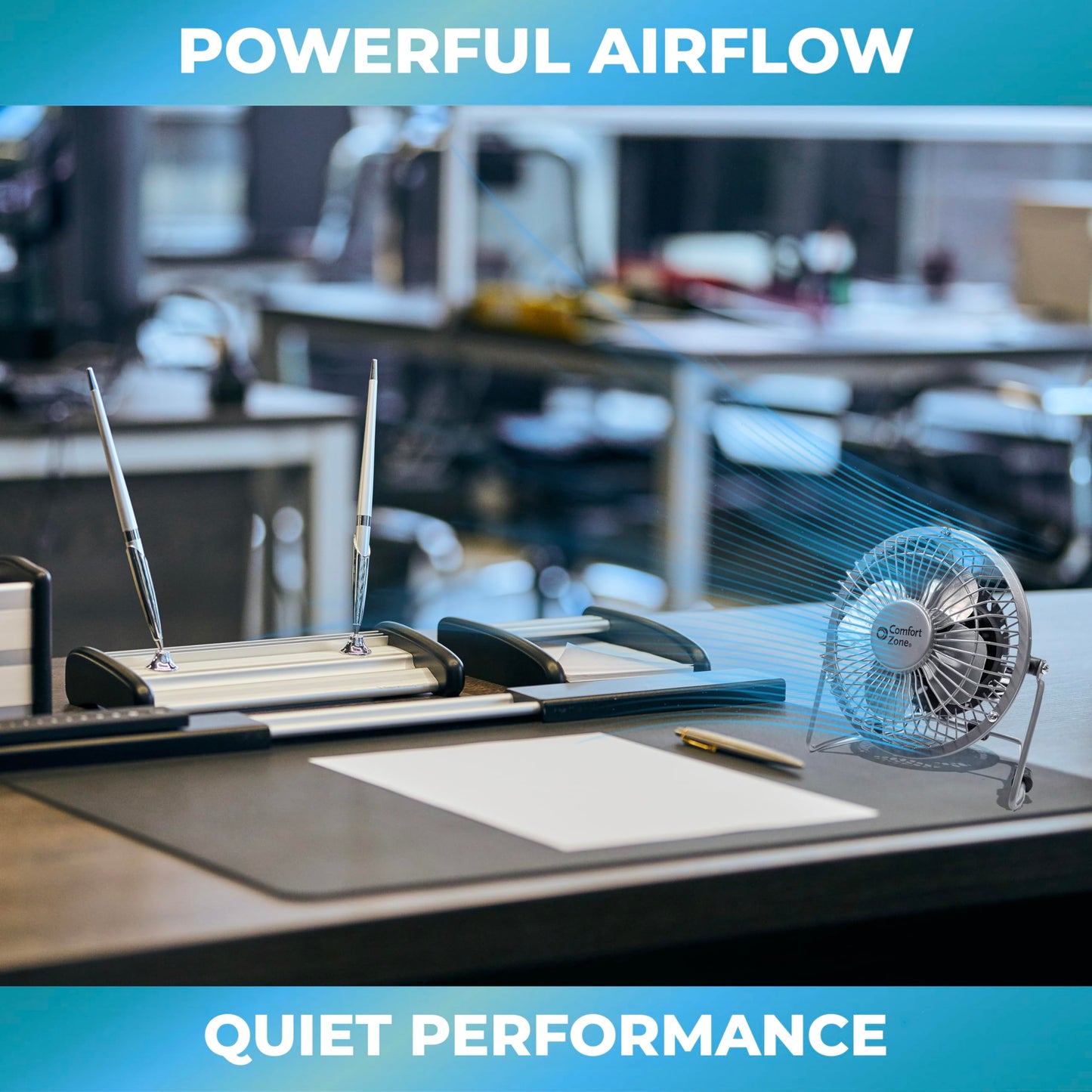 Comfort Zone 4-inch All-Metal Desk Fan with USB or Power Cord, Single Speed, 360 Degree Adjustable Tilt, Compact & Durable Mini Electric Fan for Home, Office or Travel Use, Silver