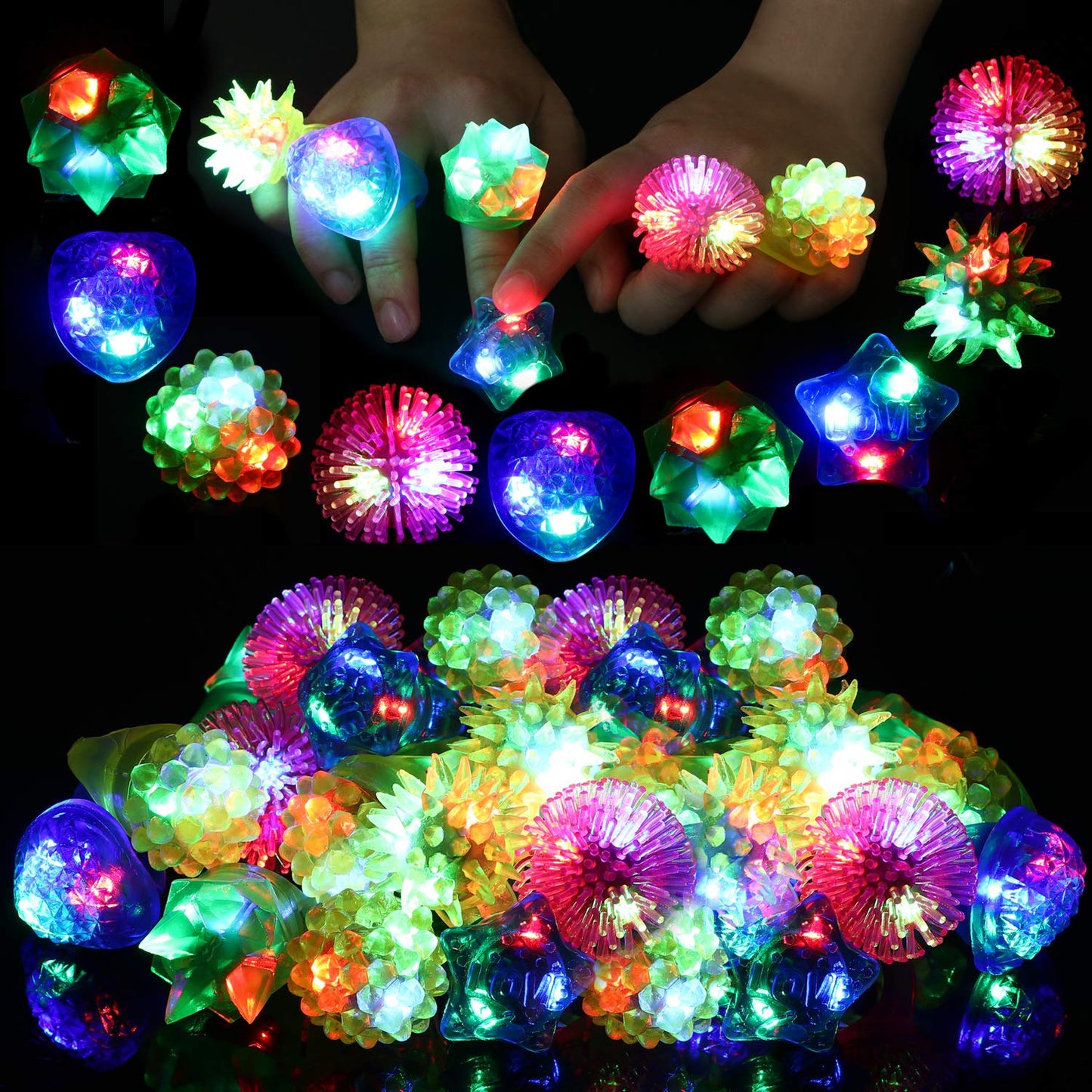 36 Pack LED Glow Rings Halloween Party Favors for Kids, Flashing Rings Glow in Dark Party Supplies, LED Light Up Ring, Goody Bags Stuffers