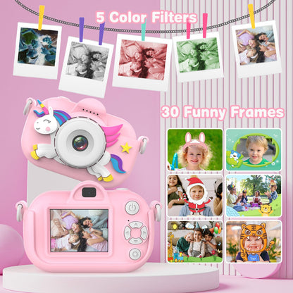 Kids Camera for Girls, 3-12 Year Old Girl Toys Christmas Birthday Gifts, 32MP HD Dual Lens Toddler Camera for Kids, 1080P Video Kids Digital Camera, Kid Camera Toys with 32GB TF Card