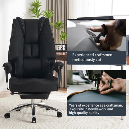 EXCEBET Big and Tall Office Chair 400lbs Wide Seat, Leather High Back Executive Office Chair with Foot Rest, Ergonomic Chairs Lumbar Support for Lower Back Pain Relief (Mesh Black)