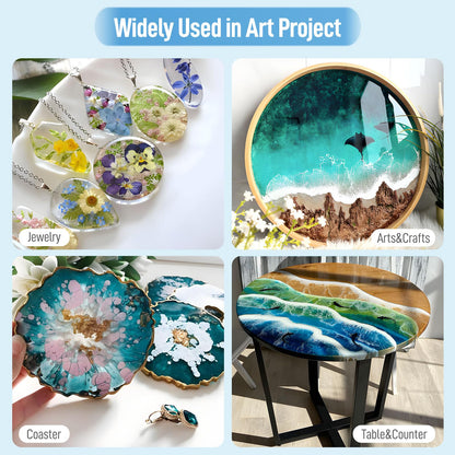 Clear Epoxy Resin Kit 2 Part 32 oz for Table Bar Top Countertop Wood Food Safe Self-Leveling Resina Epoxica Casting Coat Set for Art Cratft Tumblers Jewelry Molds