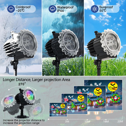 Halloween Decorations,MOSSNDAR 96 HD Patterns Halloween Christmas Projector Light Outdoor,Holiday Projector Light with RF Remote,Waterproof Landscape Lamp Projector for Garden Party,Xmas New Year Gift