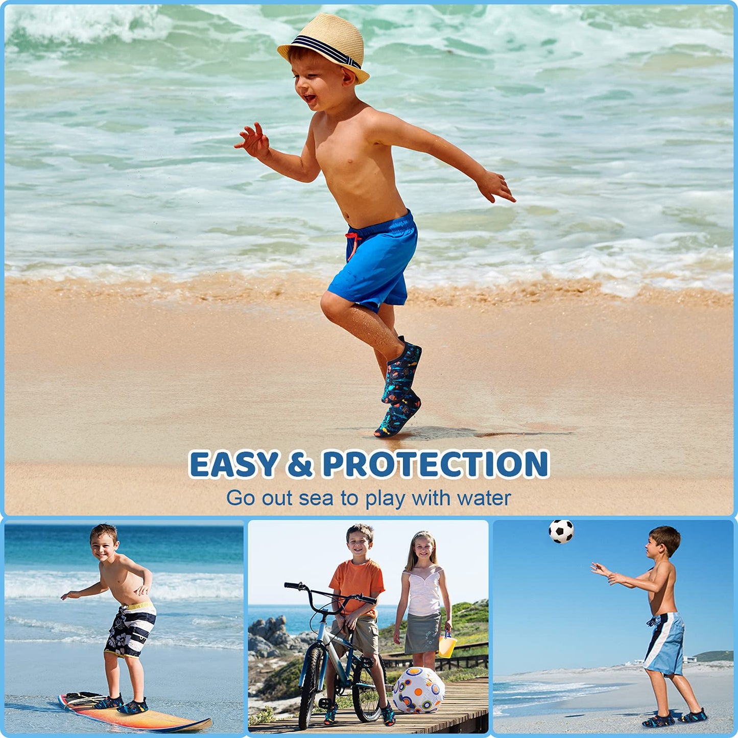 Kids Boys Girls Swim Water Shoes, Toddler Kids Swim Water Shoes Non Slip Quick Dry Beach Shoes,Barefoot Sports Shoes Aqua Socks for Beach Outdoor Sports