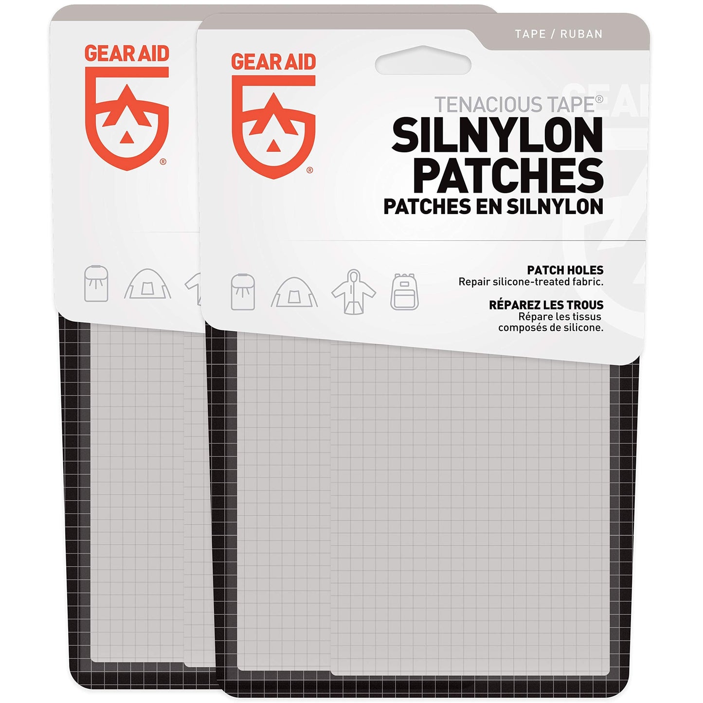 GEAR AID Tenacious Tape Silnylon Patches for Silicone Tent and Tarp Repair, 2-pk, 3”x5”