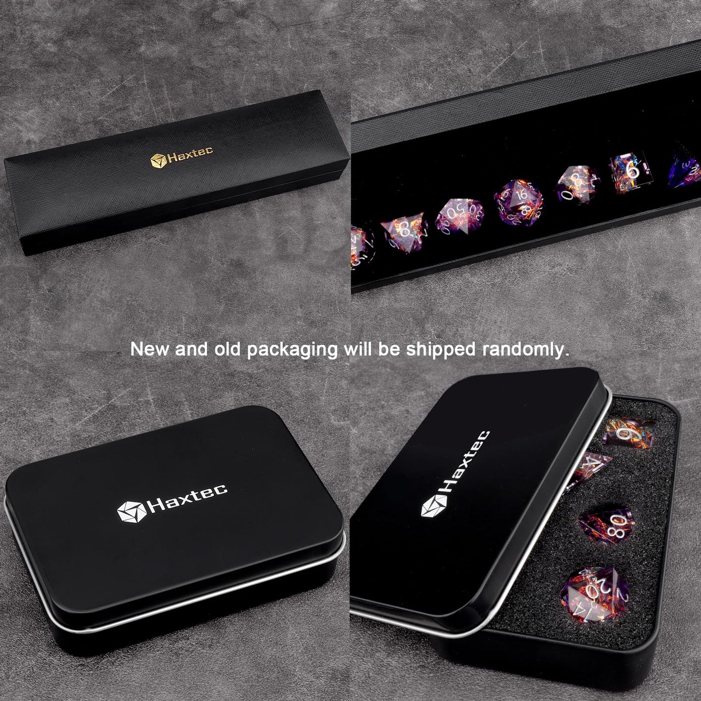 Haxtec DND Dice Set Sharp Edge Resin Dice with Dice Case Purple D&D Polyhedral Dice for TTRPGs Dungeons and Dragons DND Gift