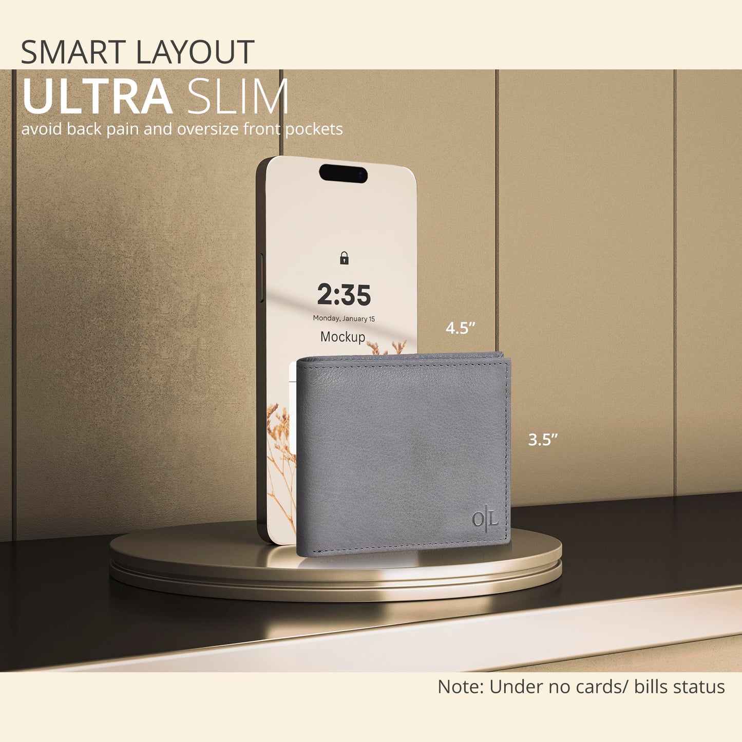 Grey Wallet For Men with 9 Credit Card Slots | Bifold | Leather | RFID Wallet Blocking | Gift For Men | Front Wallet