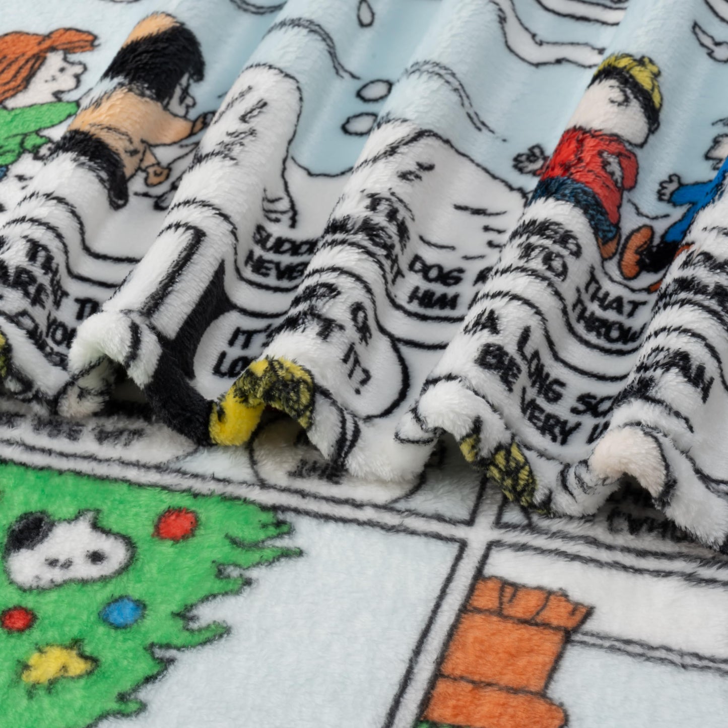 Berkshire Blanket Peanuts® VelvetLoft® Cute Character Snoopy Plush Oversized Kids Throw Blanket, Peanuts Christmas Comic Strip Colorized White (50in x 60in)