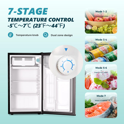 EUHOMY 3.1 Cu.Ft Mini Fridge with Freezer, Single Door Compact Refrigerator, Adjustable Thermostat, Mini Refrigerator Low Power, Mini fridge for Bedroom, Dorm, Office, New Black