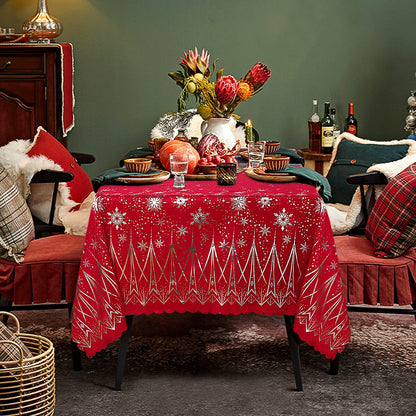 LUSHVIDA Christmas Rectangle Tablecloth – Washable Water Resistance Holiday Microfiber Table Cloth Decorative Table Cover for Banquet Party Kitchen Dining Room, 60 x 84 Inch