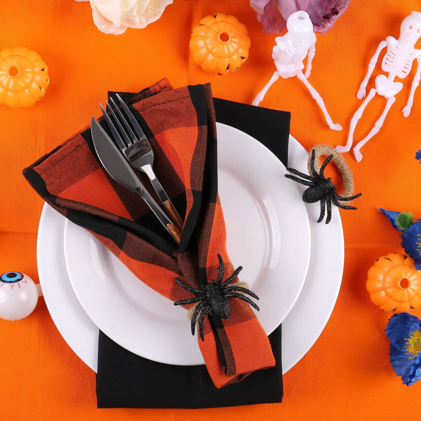 Kalopro Spider Napkin Rings Set of 6,Halloween Napkin Holder Rings,Black Napkin Ring for Halloween,Valentine’s Day,Wedding,Birthday Party,Thanksgiving Day,Christmas Day,Dining Table (Black Spider)