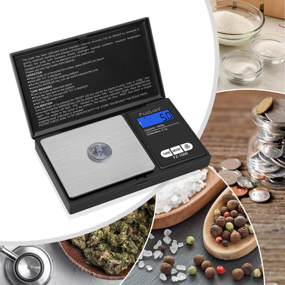 Fuzion Digital Pocket Gram Scale 1000g/0.1g, Small Digital Scales Grams Ounces Grains, Herb Scale, Jewelry Scale, Portable Travel Food Scale