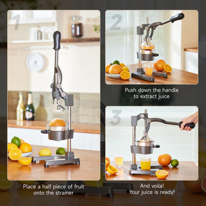 CO-Z Hand Press Juicer Machine, Manual Orange Juicer and Professional Citrus Juicer for Orange Juice Pom Lime Lemon Juice, Commercial Lemon Squeezer, Easy to Clean, Gray