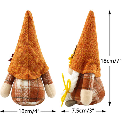 Godeufe Set of 2 Fall Gnomes Plush Autumn Decorations Harvest Handmade Elf Dwarf Figurines for Home Kitchen Farmhouse Tiered Tray Holiday Festival Party Scandinavian Tomte