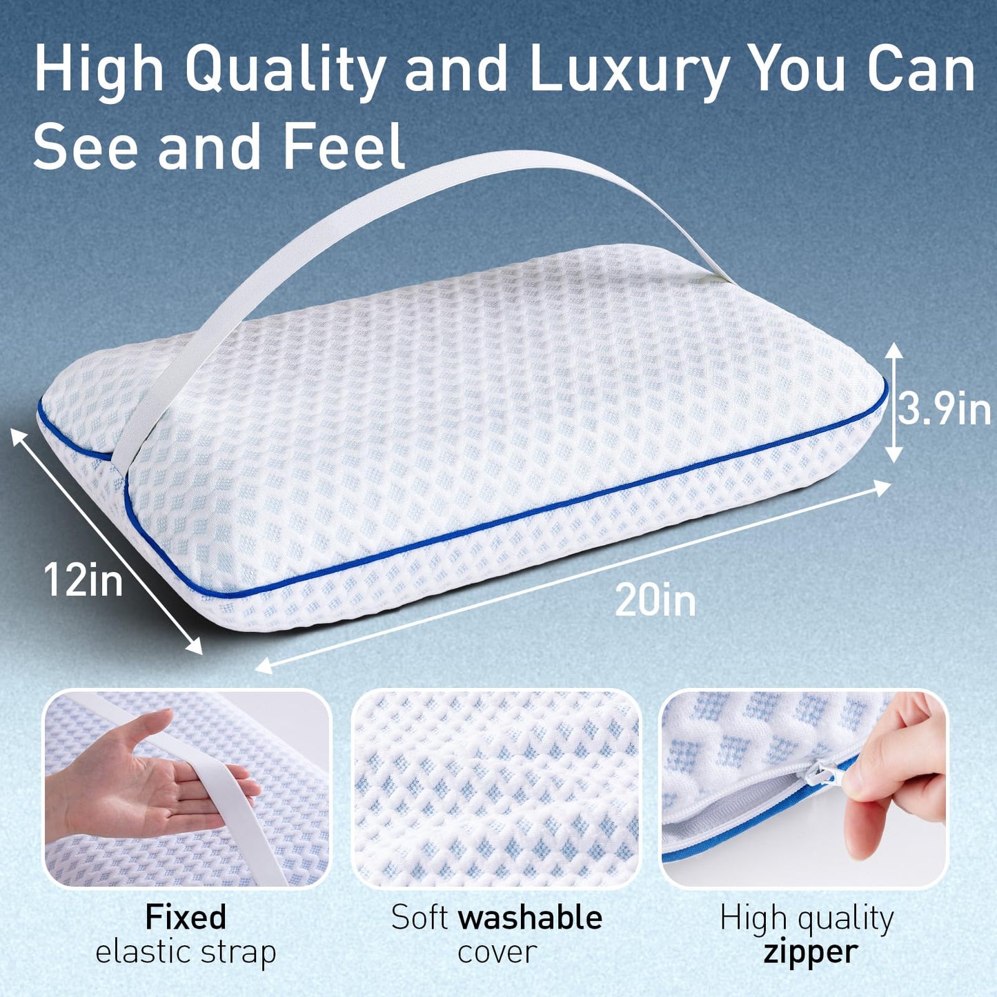 Cooling Travel & Camping Memory Foam Pillow for Sleeping,Contoured Support Medium Firm Small Travel Pillows for Airplanes & Backpacking Car Toddler Kids Compact Lightweight, Breathable Washable Cover