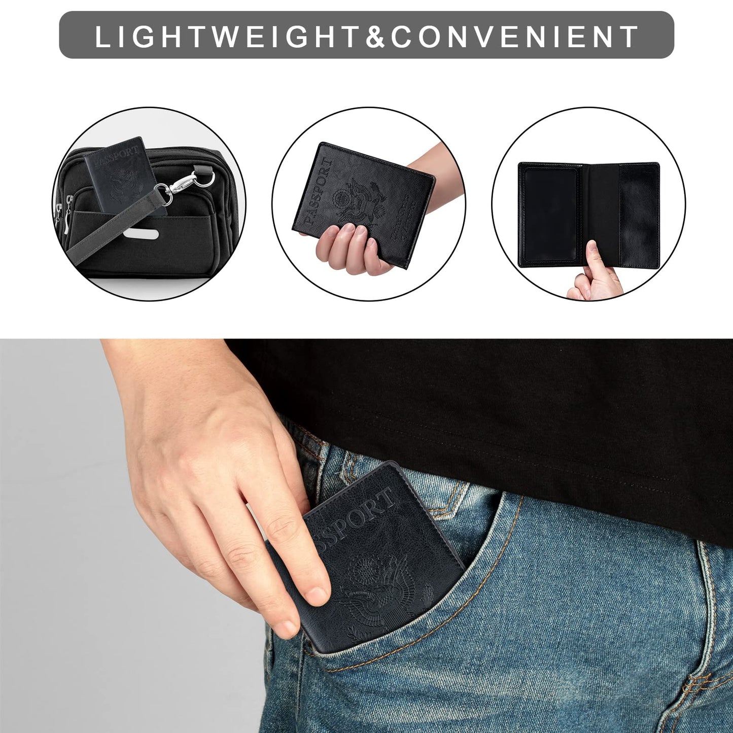 Honmein 2 Pcs Passport holders，Ultra Slim passport wallet，PU Leather Passport Cover for Women and Men