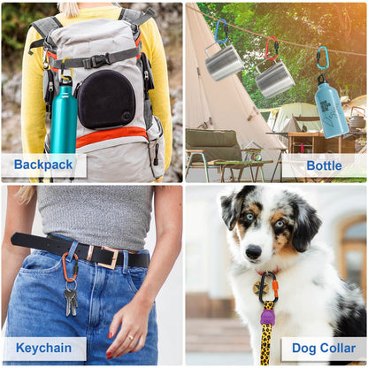 Cridoz Carabiner and Keyring Set, 12PCS Metal D Ring Carabiner Clips with 12PCS Heavy Duty Key Rings for Keys, Bottles, Backpacks (Multicolors)