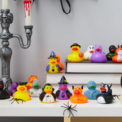 JOYIN 18 PCS Halloween Rubber Ducks, Halloween Ducks for Halloween Goodie Bag Fillers, Rubber Duckies Baby Bath Toys for Halloween Party Favors Decorations, School Classroom Game Prizes