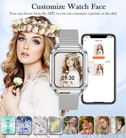 1.6'' Touch Screen Smart Watch for Women (Answer/Make Call), Activity Trackers and Smartwatches with Waterproof Heart Rate Sleep Monitor 100+ Sports Pedometer AI Voice,Fitness Watch for iPhone Android