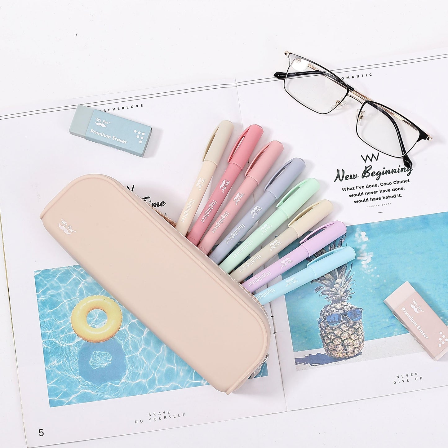 Mr. Pen- Silicone Pencil Case, Malibu Dune Color, Aesthetic Pencil Bag for Women, Makeup Pouch