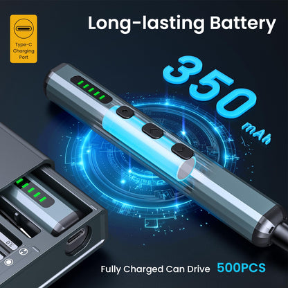 70-in-1 Cordless Electric Screwdriver Set with 64 S2 Steel Bits: 3.7V USB-C Rechargeable, 5 Torque Settings & 4 LED Lights, Mini Repair Kit for PC, RC Electronics, Phones, Laptops, Glasses, Clocks