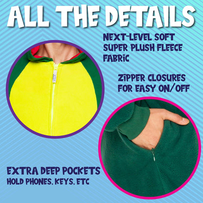 Funziez! Slim Fit Adult Onesie - Animal Halloween Costume - Plush Unisex One Piece Cosplay Suit for Women and Men