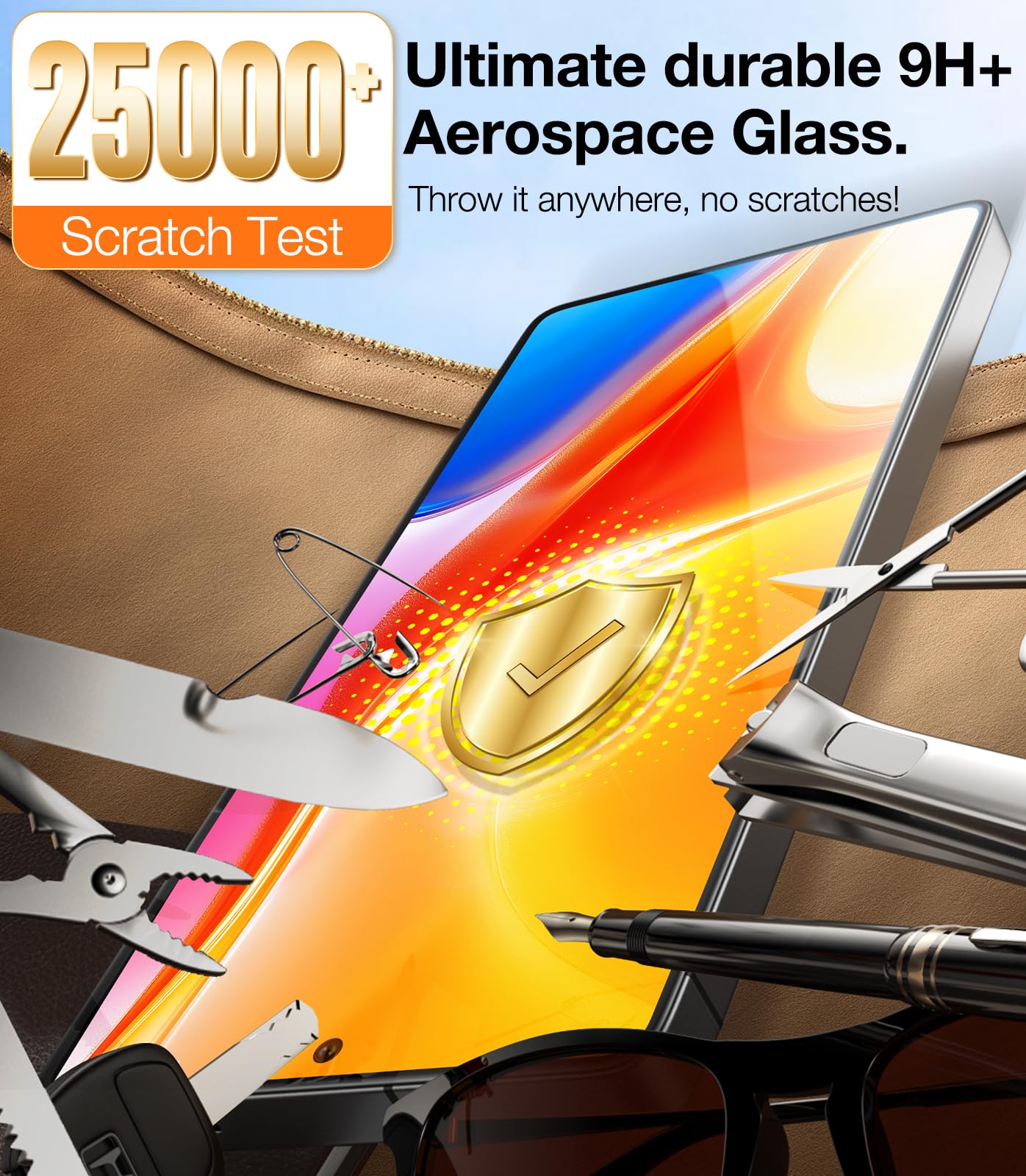 TORRAS Top-Notch Aerospace Glass for Samsung Galaxy S24 Ultra Screen Protector [12Ft Military-Grade Shatterproof] Anti-Scratch Tempered Glass Full Coverage Fit Screen Protector S24 Ultra 6.8" 2-Pack