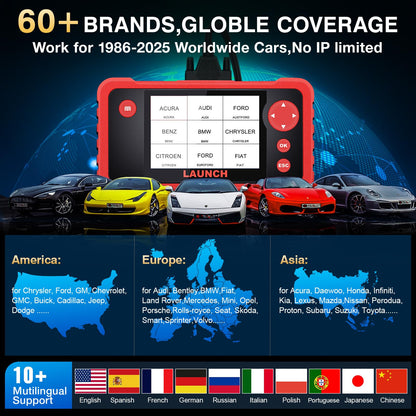 LAUNCH CRP123 V2.0 Elite OBD2 Scanner-2025 New Model Engine/ABS/SRS/Transmission Diagnostic Scan Tool SRS Airbag Code Reader,3 Reset Oil Service/Throttle Relearn/SAS Reset,Free Update