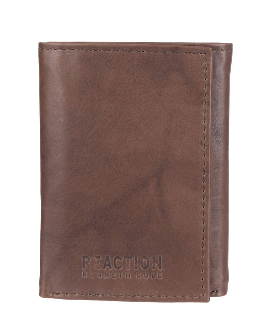 Kenneth Cole REACTION mens - Rfid Genuine Leather Slim Trifold With Id Window and Card Slots Wallet, Brown, One Size US
