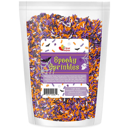 Halloween Sprinkles - Bulk Sprinkles -16 Oz - Orange, Black, Purple and White Jimmies - Spooky Halloween Sprinkles