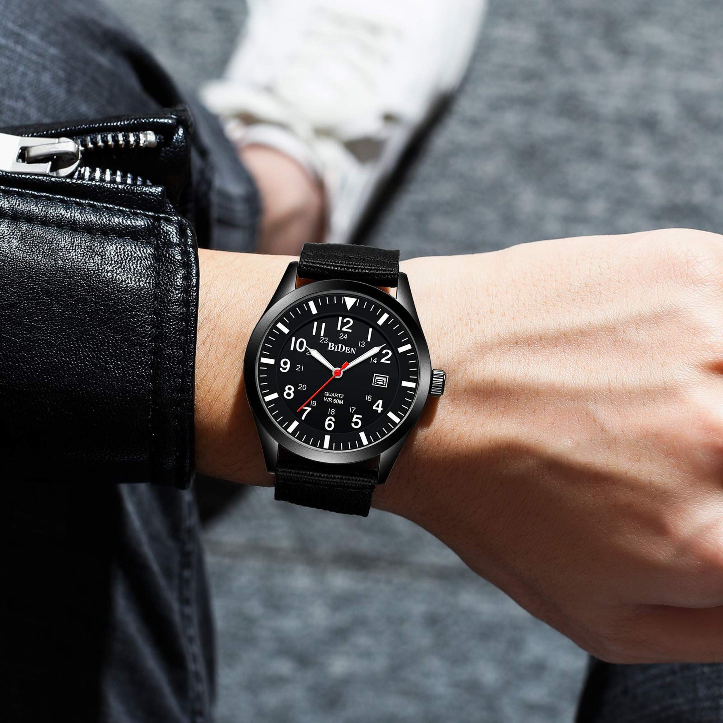 HANPOSH Mens Watches Military Army Analog Quartz Sports Waterproof Wrist Watch for Men with Date Display Nylon Strap Tactical Field